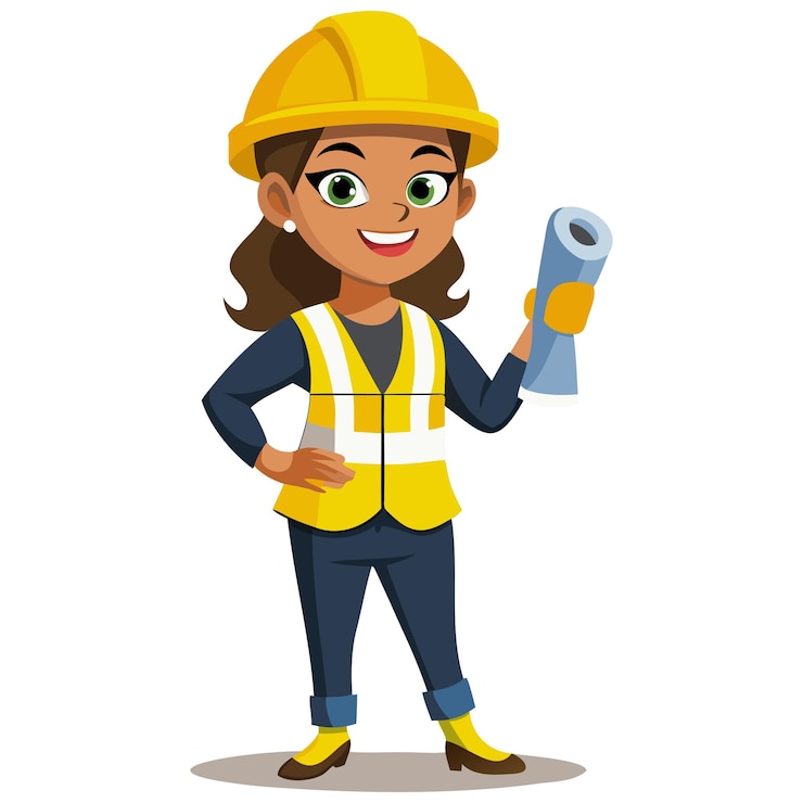 Vector vrouwelijke architect cartoon vector creatief ontwerp professionele illustratie