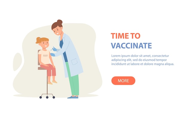 Vrouwelijke arts vaccineert het meisje goede immuniteit bij vaccinatie van kinderen tegen covid19 of griep