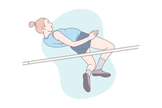 Vrouwelijke atleet pole jump illustratie.