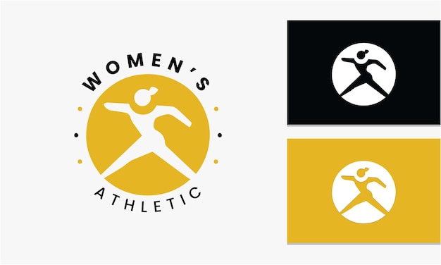 Vrouwelijke atletische sport logo icoon vector ontwerp concept minimalistische moderne unieke sjabloon