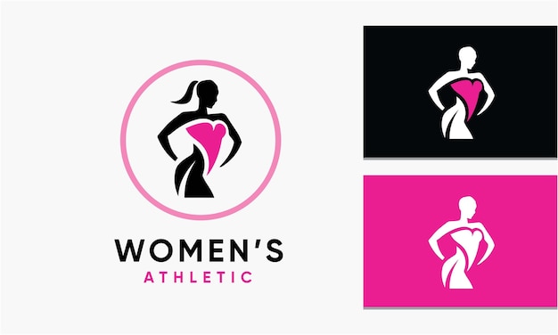 Vrouwelijke atletische sport logo icoon vector ontwerp concept minimalistische moderne unieke sjabloon