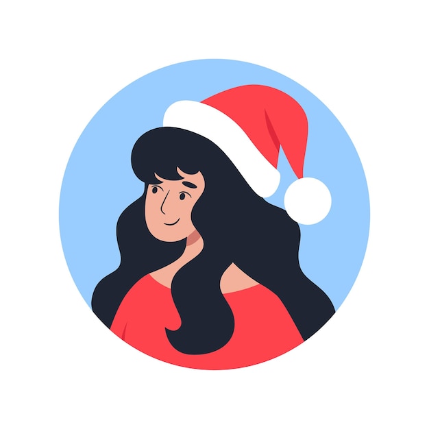 Vrouwelijke avatar, portret van een jonge vrouw in een kerstmuts