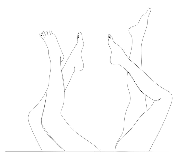 Vector vrouwelijke benen tekenen door één ononderbroken lijn geïsoleerde vector