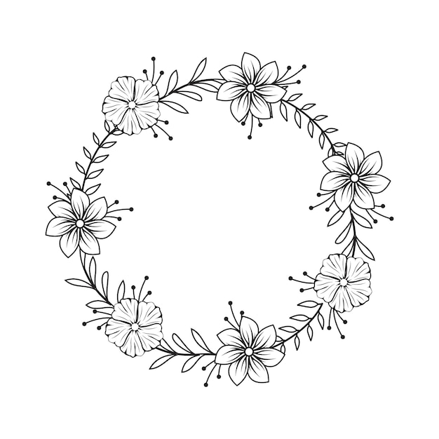 Vector vrouwelijke bloem bloemist bruiloft lijn cirkel frame ornament