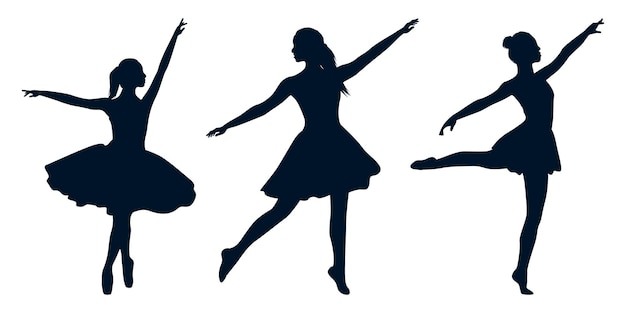 Vrouwelijke danseres of vrouwelijke dansende silhouetten vectorkunst