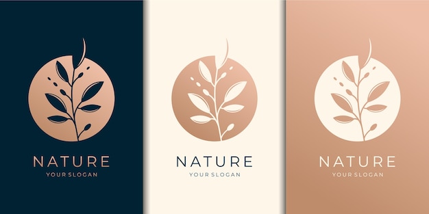 Vrouwelijke en natuur logo-set