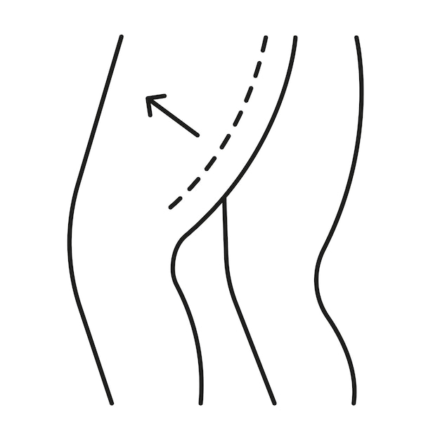 Vector vrouwelijke figuur overzicht van een jong meisje gestileerd slank lichaam lineaire kunst zwart-wit vectorillustratie en pictogram contour van een slank figuur plastische chirurgie