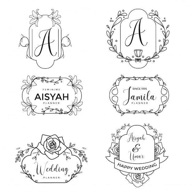Vrouwelijke Floral bruiloft logo-collectie