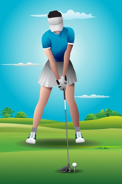 vrouwelijke golfer die speelt