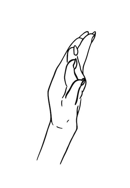 Vrouwelijke hand met lange nagels menselijk lichaamsdeel doodle lineaire cartoon kleuring