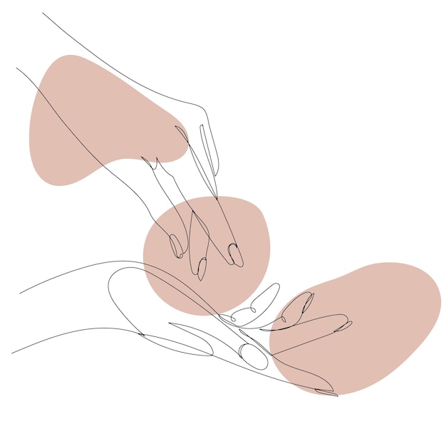 Vrouwelijke handen die ononderbroken lijnvector trekken, geïsoleerd