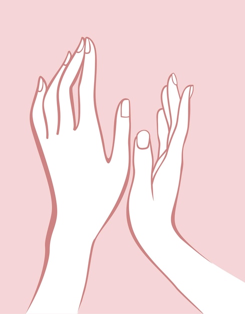 Vrouwelijke handen schetsen tekening op roze achtergrond