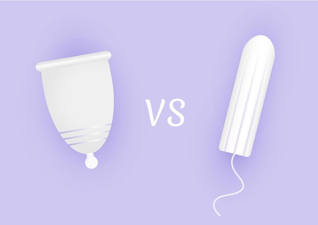 Vrouwelijke hygiëne samenstelling. Keuze tussen tampons en menstruatiecup.