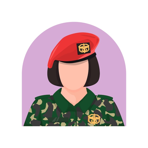 vrouwelijke leger karakter vectorillustratie