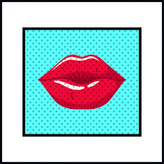 Vrouwelijke lippen pop-artstijl