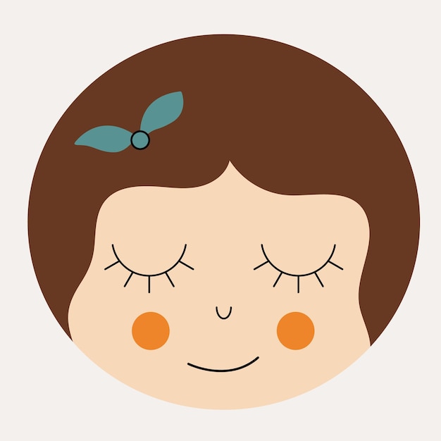 Vrouwelijke look abstract personage mascotte ontwerp grappig gezicht schattig iconx9