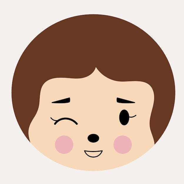 Vrouwelijke look abstract personage mascotte ontwerp grappig gezicht schattig iconx9