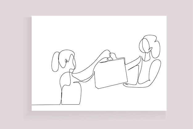 vrouwelijke medewerker kassier geeft haar tas aan vrouwelijke klant na het winkelen