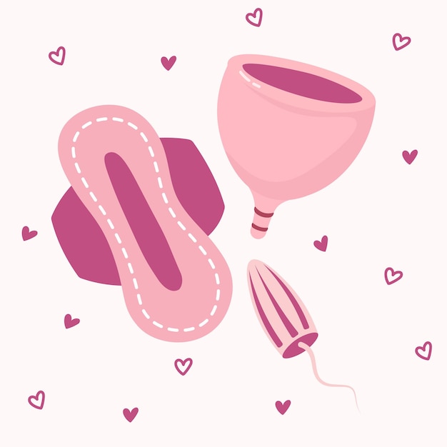 Vrouwelijke menstruele hygiëne producten vector