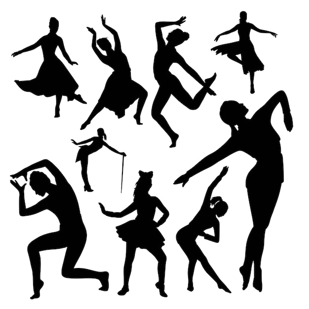 Vrouwelijke moderne dans pose silhouet