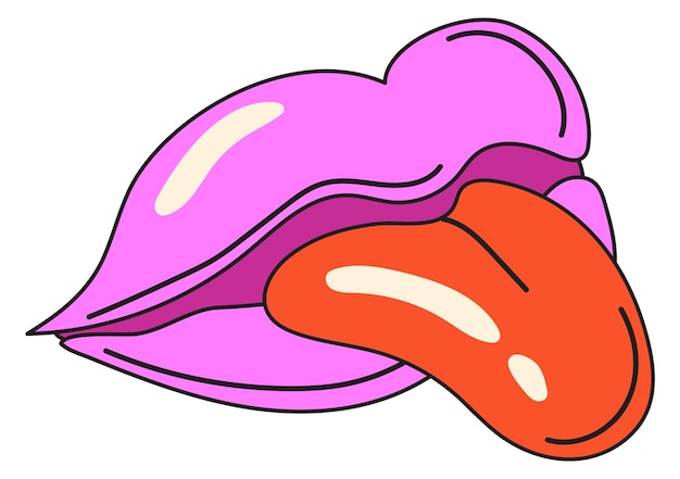 Vrouwelijke mond sticker Komische vrouw lippen met tong uit