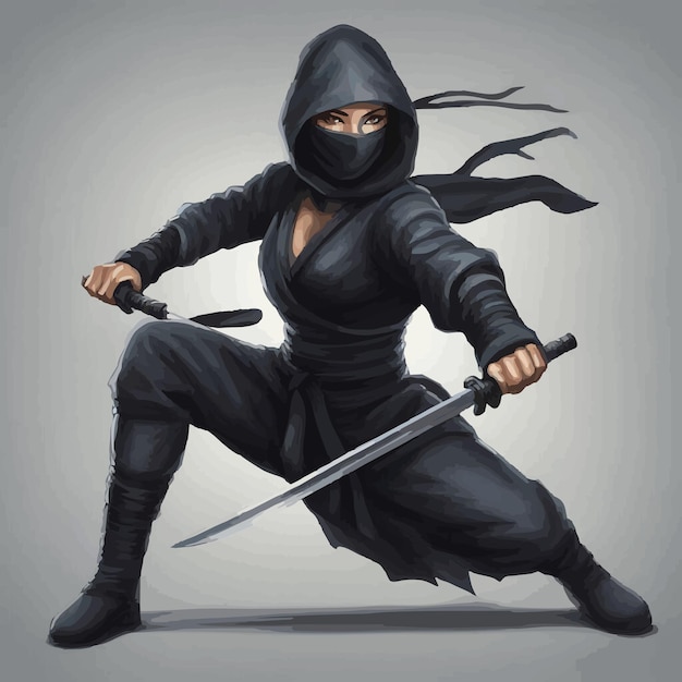 vrouwelijke ninja illustratie donkere achtergrond