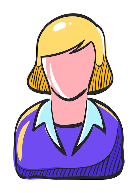 Vrouwelijke receptioniste icoon in de hand getekende kleur vector illustratie
