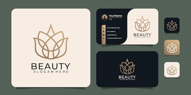 Vrouwelijke schoonheid luxe bloem logo ontwerp sjabloon concept spa lijntekeningen