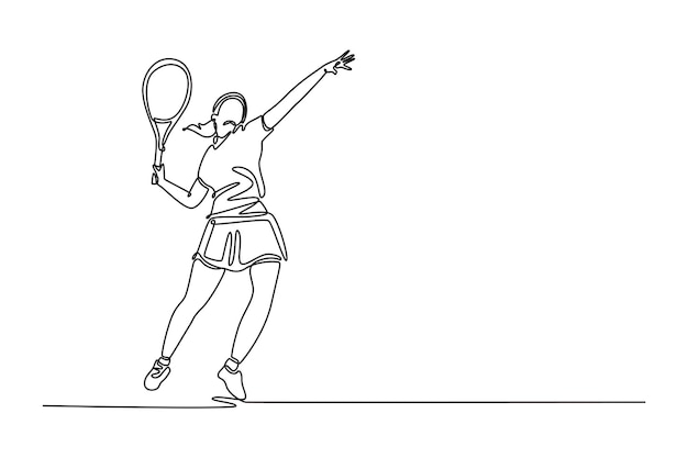 vrouwelijke tennisspeler serveert een tennisbal op het veld met precisie en kracht