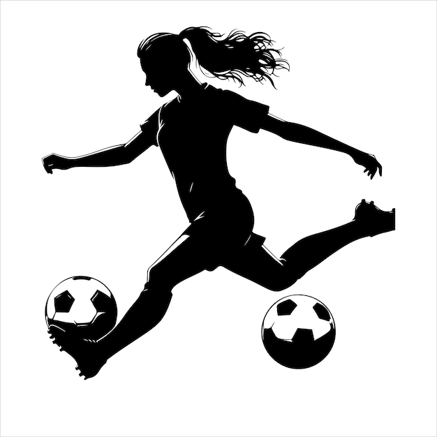 Vector vrouwelijke voetballers vector silhouet