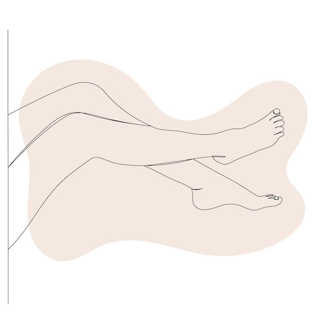 Vrouwelijke voeten tekenen door één ononderbroken lijnschets