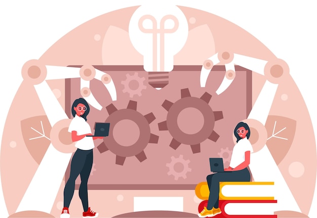Vrouwen beheren geautomatiseerde bedrijfsprocessen Bedrijfsstrategie Ontwikkeling van projectmanagementsoftware