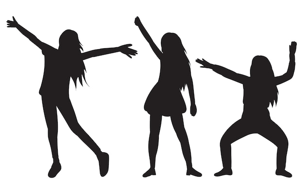 Vrouwen dansen silhouet op witte achtergrond geïsoleerd