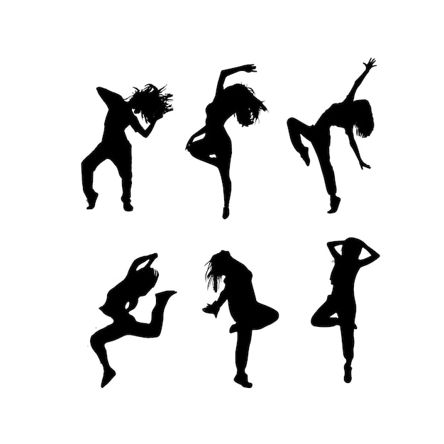 Vrouwen dansen silhouetten set