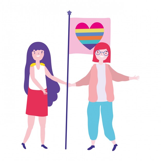 Vector vrouwen die lgtbi-mars steunen