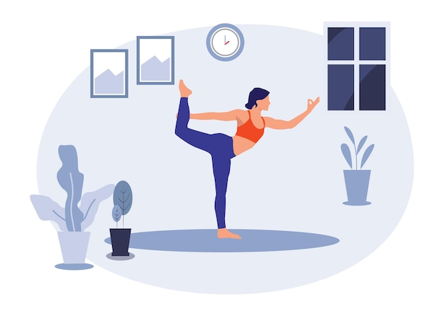 Vrouwen die yogahoudingen doen Vector illustratie ontwerpsjabloon