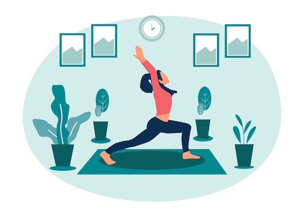 Vrouwen die yogahoudingen doen Vector illustratie ontwerpsjabloon