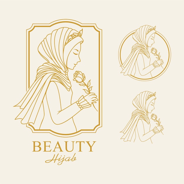 Vector vrouwen hijab beauty vector logo template