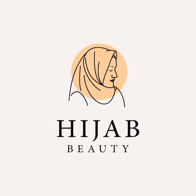 Vector vrouwen hijab schoonheid vector logo sjabloon