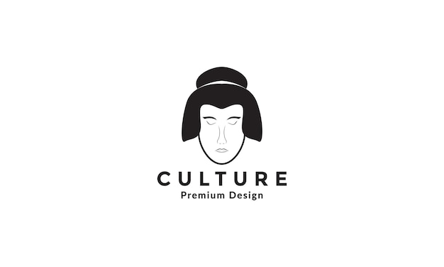 Vrouwen hoofd japan cultuur logo symbool vector pictogram illustratie ontwerp