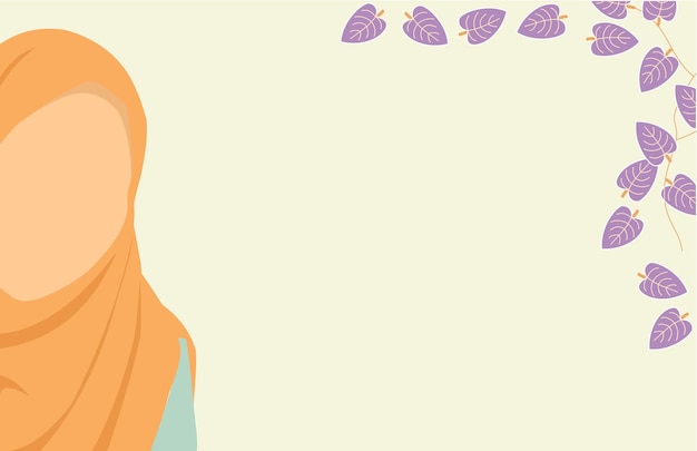 Vrouwen in hijab vectorillustratie, plat ontwerp op paarse achtergrond. Perfectioneer voor moslimcitaat.