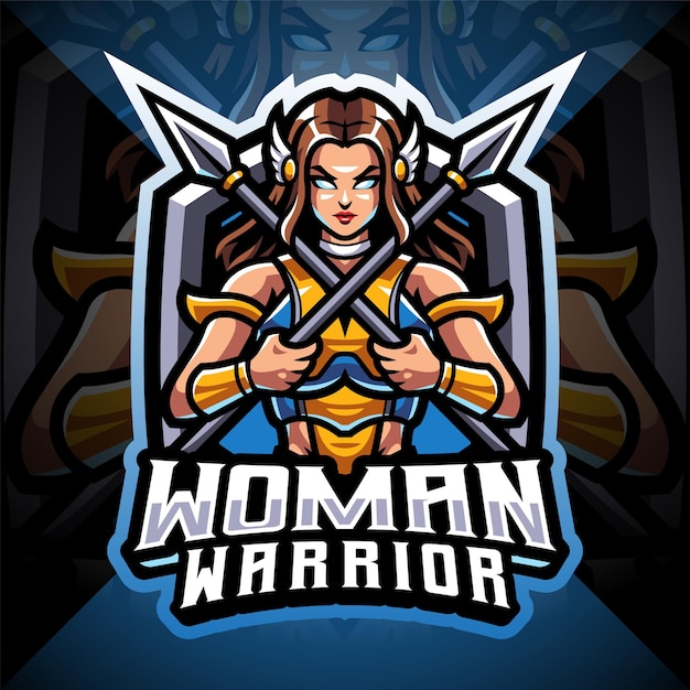 Vrouwen krijger esport mascotte logo