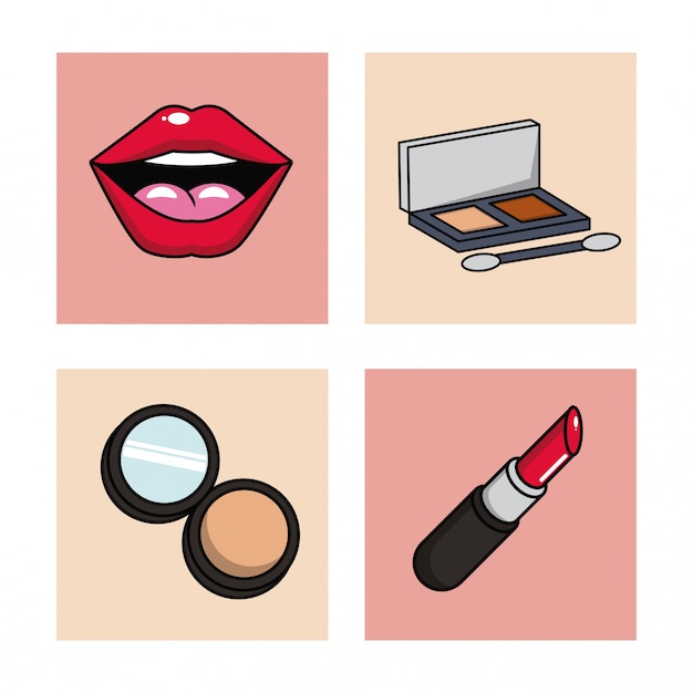 Vrouwen make-up pictogrammen instellen