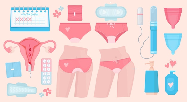 Vrouwen menstruatiecycli hygiëne-elementen ingesteld