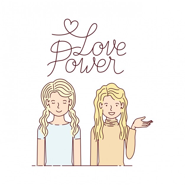 Vrouwen met label love power avatar karakter