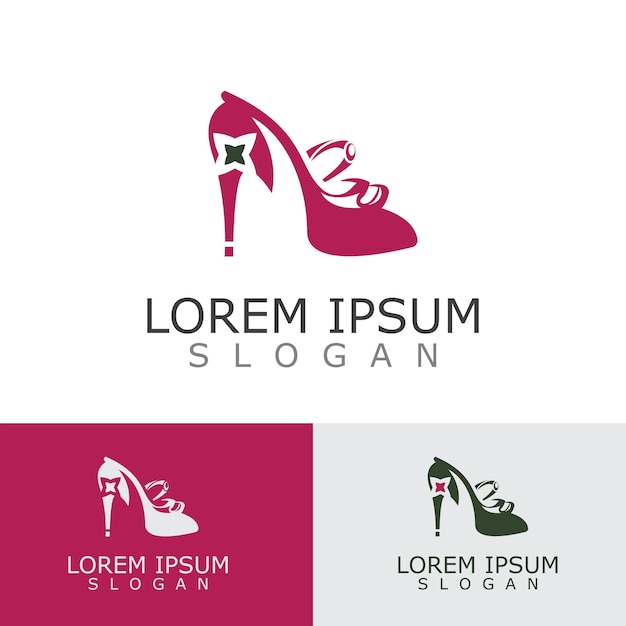 Vrouwen schoenen logo ontwerp Hoge hak mode pictogram sjabloon vector voor zakelijke winkel