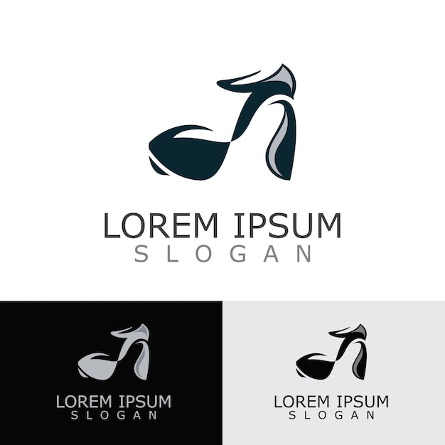 Vrouwen schoenen logo ontwerp Hoge hak mode pictogram sjabloon vector voor zakelijke winkel