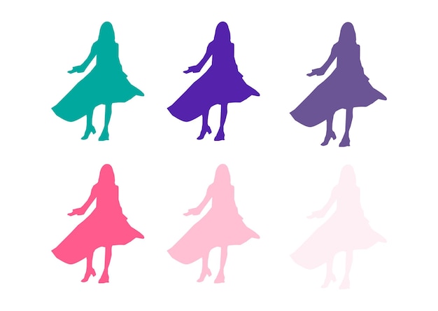 Vrouwen silhouet of trouwjurk of silhouet vector sjabloon