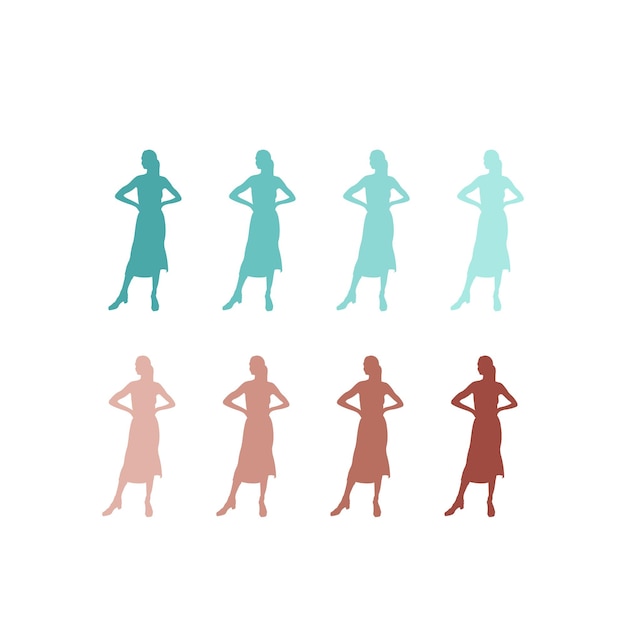 Vrouwen silhouet of trouwjurk Premium Vector sjabloonontwerp