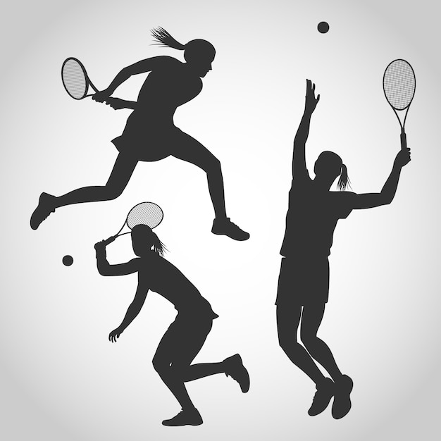 Vrouwen tennisspeler silhouet